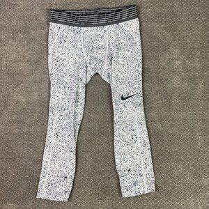 Nike Pro Hypercool 3/4 Tights Compression Men's Large White Black Speckled